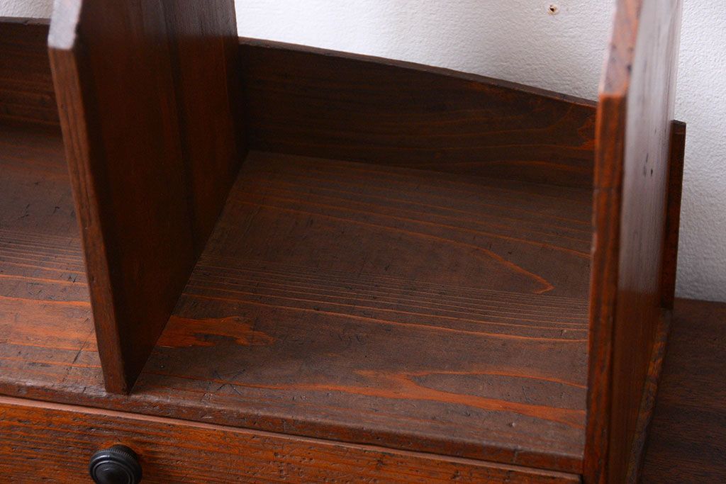 アンティーク雑貨　和製アンティーク　引き出し付き!古い木製の小さな本立て