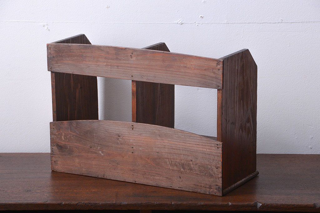 アンティーク雑貨　和製アンティーク　引き出し付き!古い木製の小さな本立て