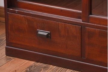 アンティーク家具　和製アンティーク　引き出し付きのガラス戸棚