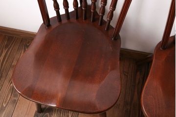 ヴィンテージ家具　秋田木工　ビンテージ品　後姿が美しいウィンザーチェア2脚セット(ダイニングチェア、ウインザーチェア)(2)