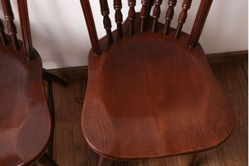 ヴィンテージ家具　秋田木工　ビンテージ品　後姿が美しいウィンザーチェア2脚セット(ダイニングチェア、ウインザーチェア)(2)