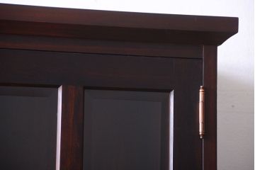 中古　民芸家具　面取りガラスが上品な本箱(書棚・ブックケース)