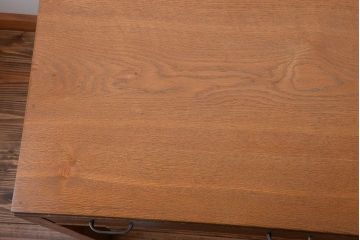 レトロ家具　昭和レトロ　古いナラ材のアンティーク片袖机