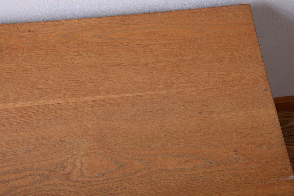 レトロ家具　昭和レトロ　古いナラ材のアンティーク片袖机
