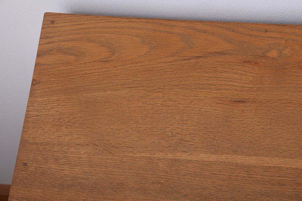 レトロ家具　昭和レトロ　古いナラ材のアンティーク片袖机