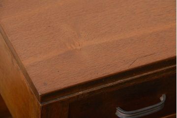 レトロ家具　昭和レトロ　古いナラ材のアンティーク片袖机