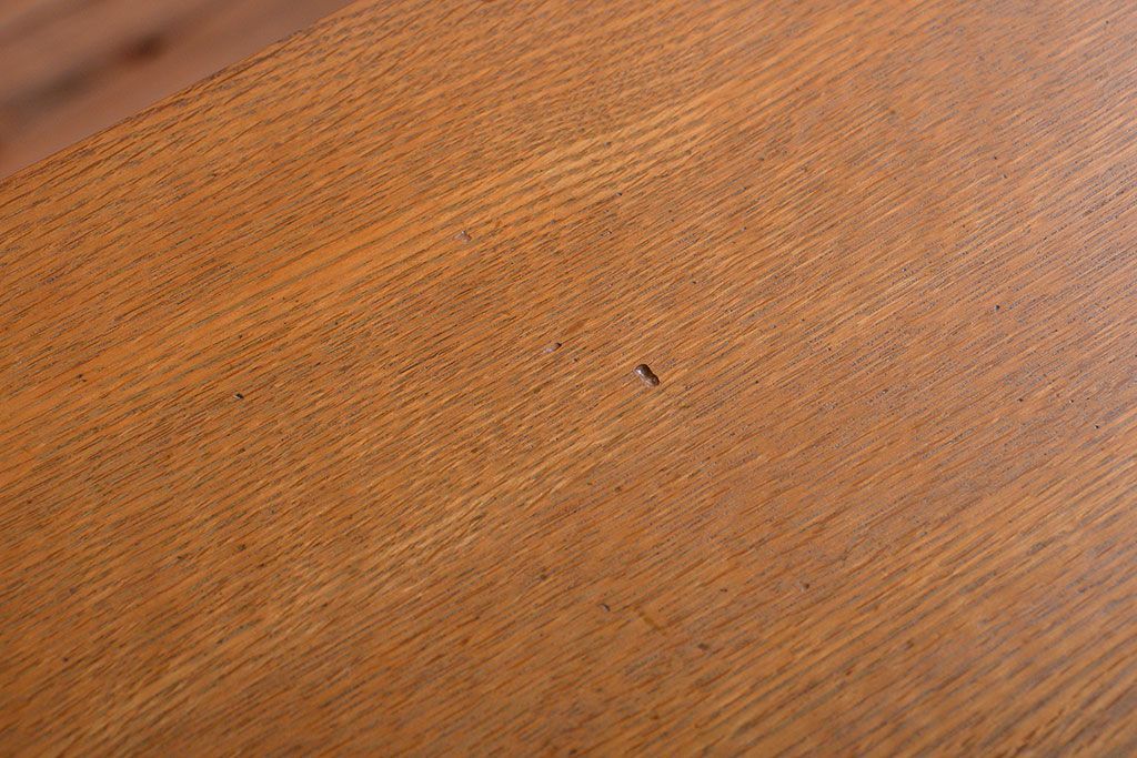 レトロ家具　昭和レトロ　古いナラ材のアンティーク片袖机