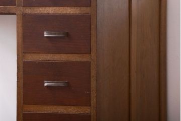 レトロ家具　昭和レトロ　古いナラ材のアンティーク片袖机