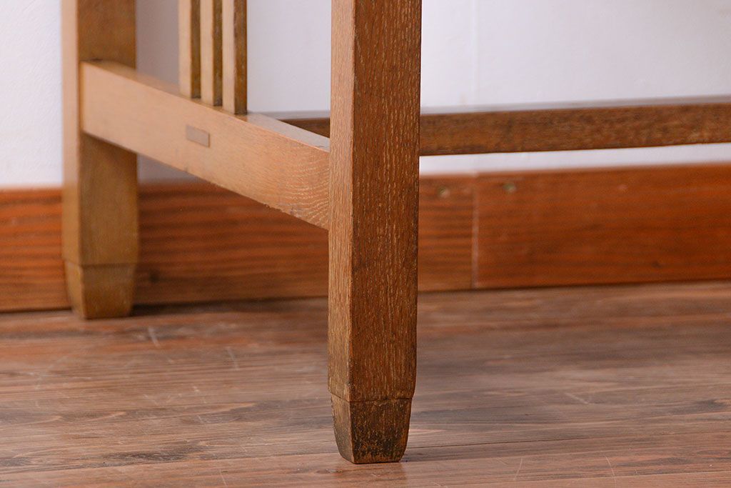 レトロ家具　昭和レトロ　古いナラ材のアンティーク片袖机