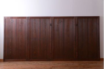 古民具・骨董　古い木の味わい深いアンティーク板戸4枚セット