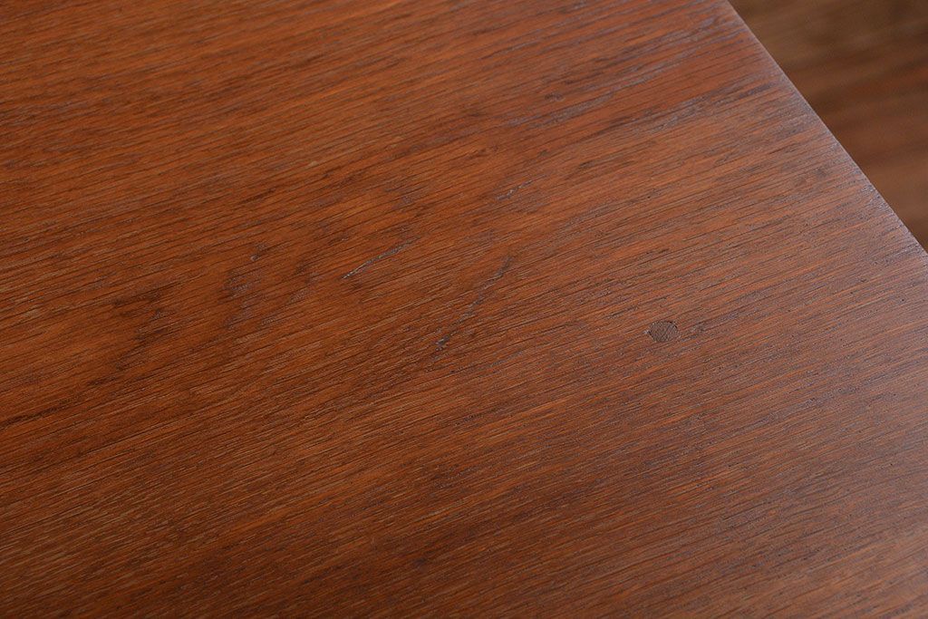 レトロ家具　アンティーク　古いナラ材のレトロなペイント片袖机