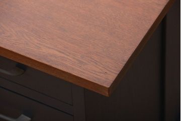 レトロ家具　アンティーク　古いナラ材のレトロなペイント片袖机