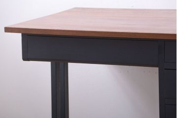 レトロ家具　アンティーク　古いナラ材のレトロなペイント片袖机