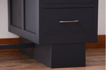 レトロ家具　アンティーク　古いナラ材のレトロなペイント片袖机