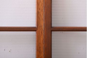 アンティーク　レトロな古い木味のモールガラス入り引き戸2枚セット(窓)(1)