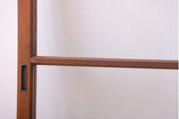 アンティーク　レトロな古い木味のモールガラス入り引き戸2枚セット(窓)(1)