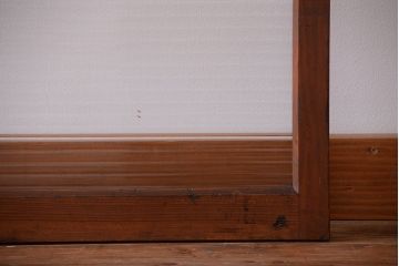 アンティーク　レトロな古い木味のモールガラス入り引き戸2枚セット(窓)(2)