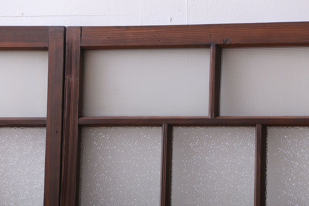 大正ロマン　古い木のモダンなガラス引き戸4枚セット(窓)