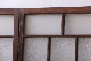 大正ロマン　古い木のモダンなガラス引き戸4枚セット(窓)