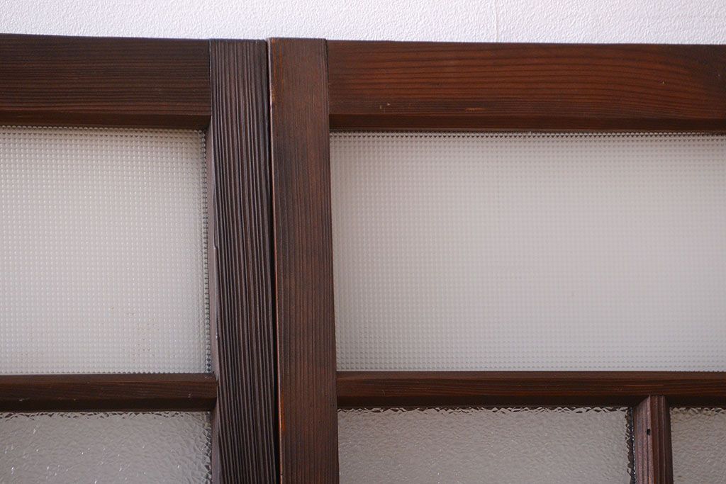 大正ロマン　古い木のモダンなガラス引き戸4枚セット(窓)