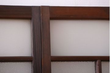 大正ロマン　古い木のモダンなガラス引き戸4枚セット(窓)