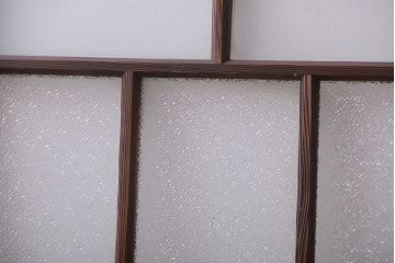 大正ロマン　古い木のモダンなガラス引き戸4枚セット(窓)
