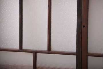 大正ロマン　古い木のモダンなガラス引き戸4枚セット(窓)