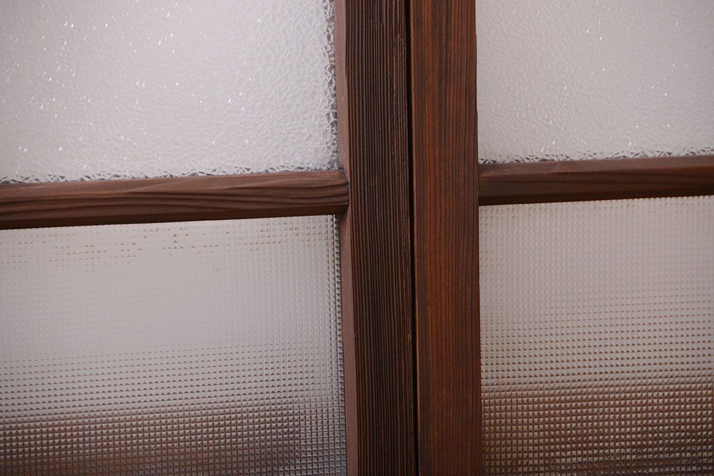 大正ロマン　古い木のモダンなガラス引き戸4枚セット(窓)