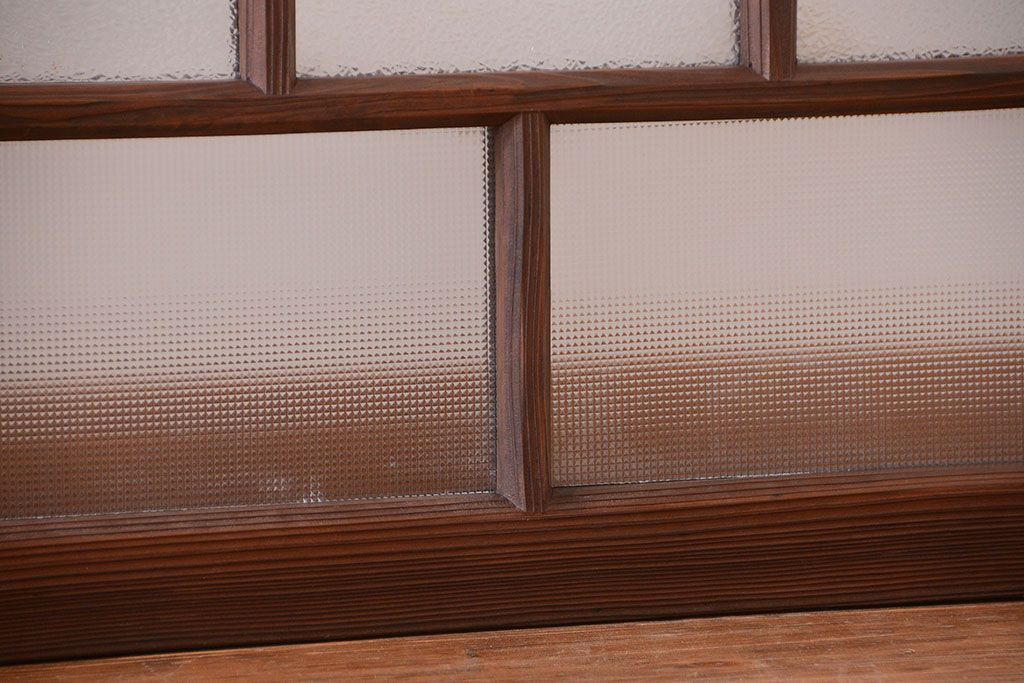 大正ロマン　古い木のモダンなガラス引き戸4枚セット(窓)