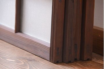 大正ロマン　古い木のモダンなガラス引き戸4枚セット(窓)