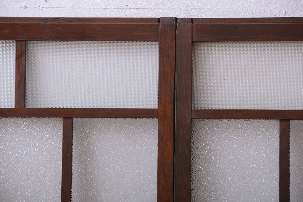 大正ロマン　古い木のモダンなガラス引き戸4枚セット(窓)