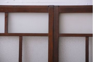大正ロマン　古い木のモダンなガラス引き戸4枚セット(窓)