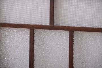 大正ロマン　古い木のモダンなガラス引き戸4枚セット(窓)