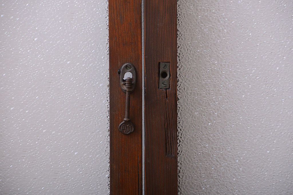 大正ロマン　古い木のモダンなガラス引き戸4枚セット(窓)