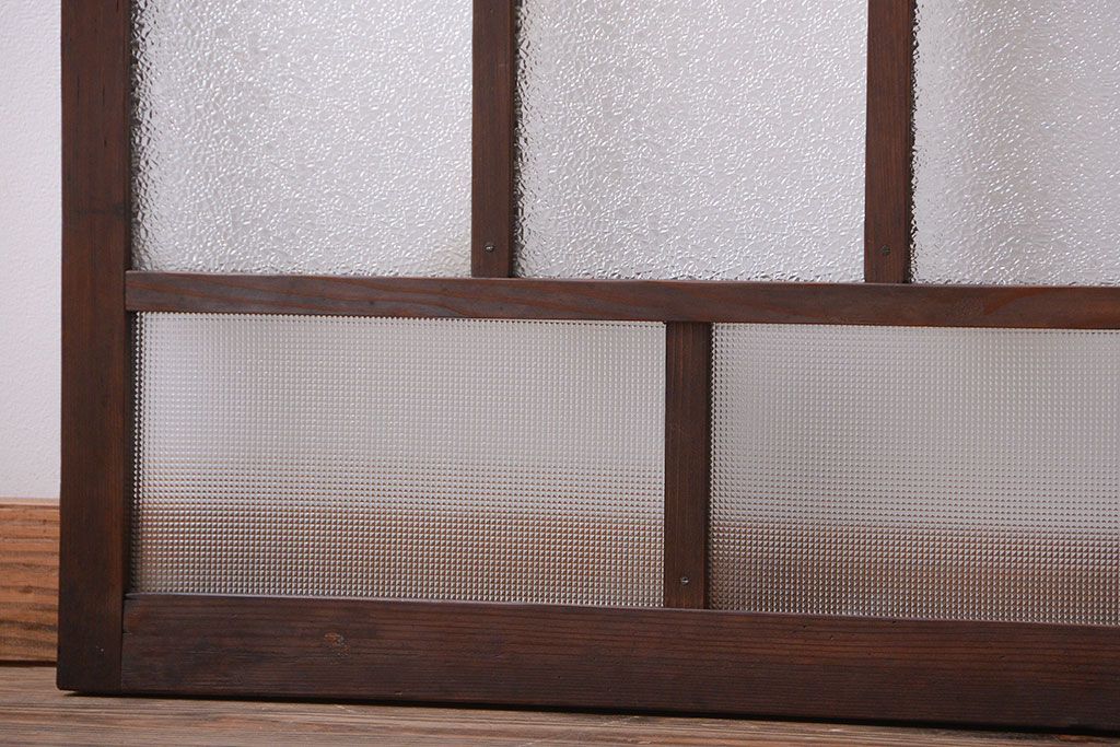 大正ロマン　古い木のモダンなガラス引き戸4枚セット(窓)