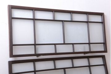 大正ロマン　レトロガラス入りアンティーク欄間(明り取り)2枚セット