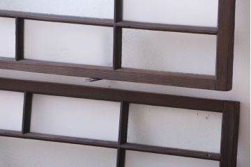 大正ロマン　レトロガラス入りアンティーク欄間(明り取り)2枚セット
