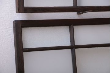 大正ロマン　レトロガラス入りアンティーク欄間(明り取り)2枚セット
