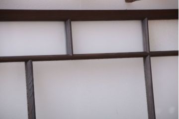 大正ロマン　レトロガラス入りアンティーク欄間(明り取り)2枚セット
