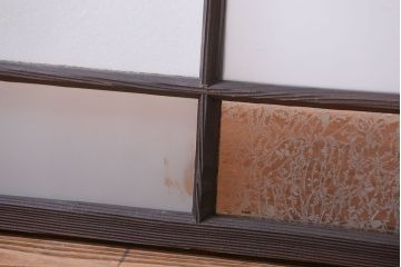 大正ロマン　レトロガラス入りアンティーク欄間(明り取り)2枚セット