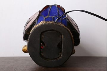 中古　ステンドグラスのふくろう型照明