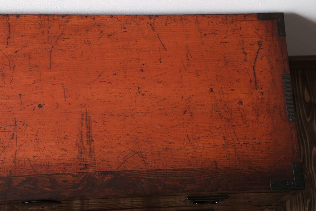 アンティーク家具　古民具・骨董　前面欅材!モダンな時代箪笥(衣装箪笥)(2)