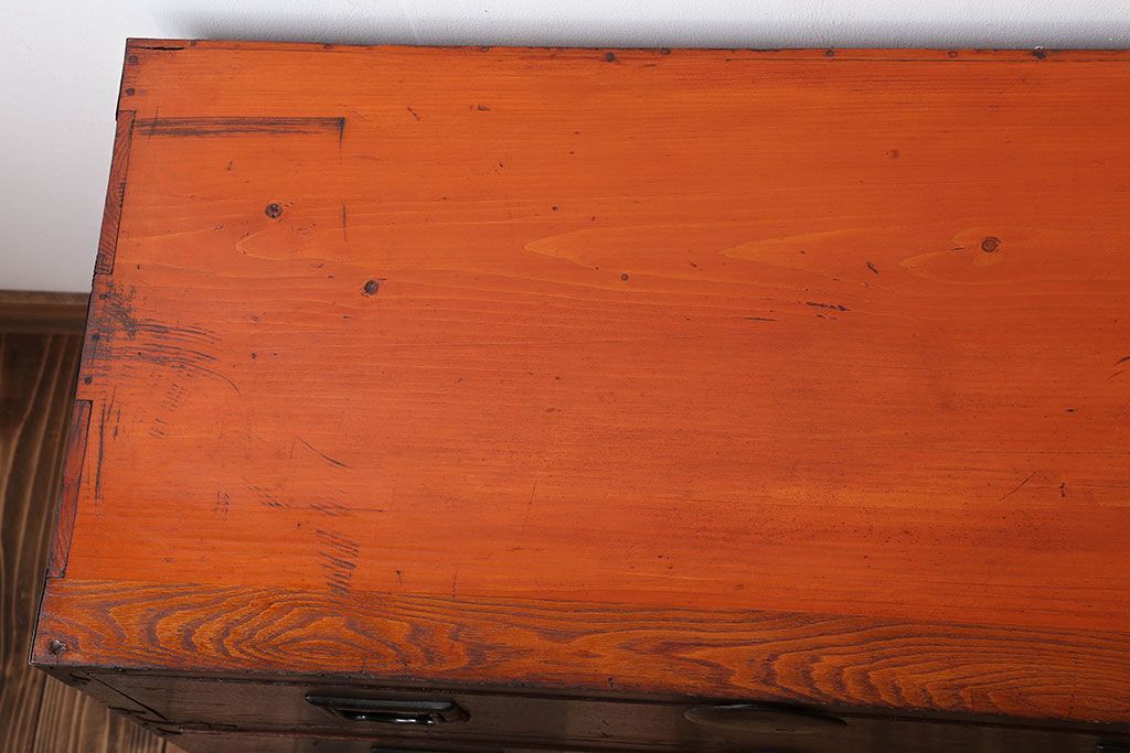 アンティーク家具　古民具・骨董　前面欅材!モダンな時代箪笥(衣装箪笥)(1)