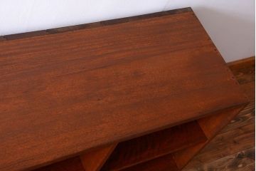 レトロ家具　昭和レトロ　古い木製のとても大きな横型アンティークマス目棚(ロッカー)