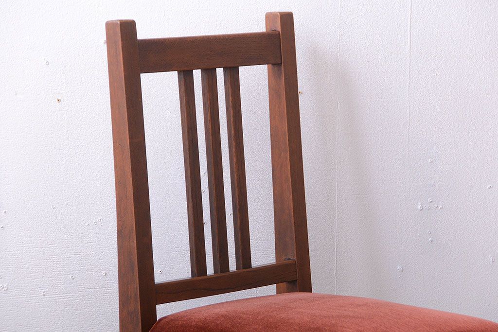 レトロ家具　和製アンティーク　レトロな古いナラ材の小ぶりなチェア(2)