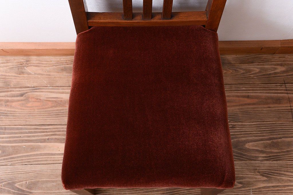 レトロ家具　和製アンティーク　レトロな古いナラ材の小ぶりなチェア(2)