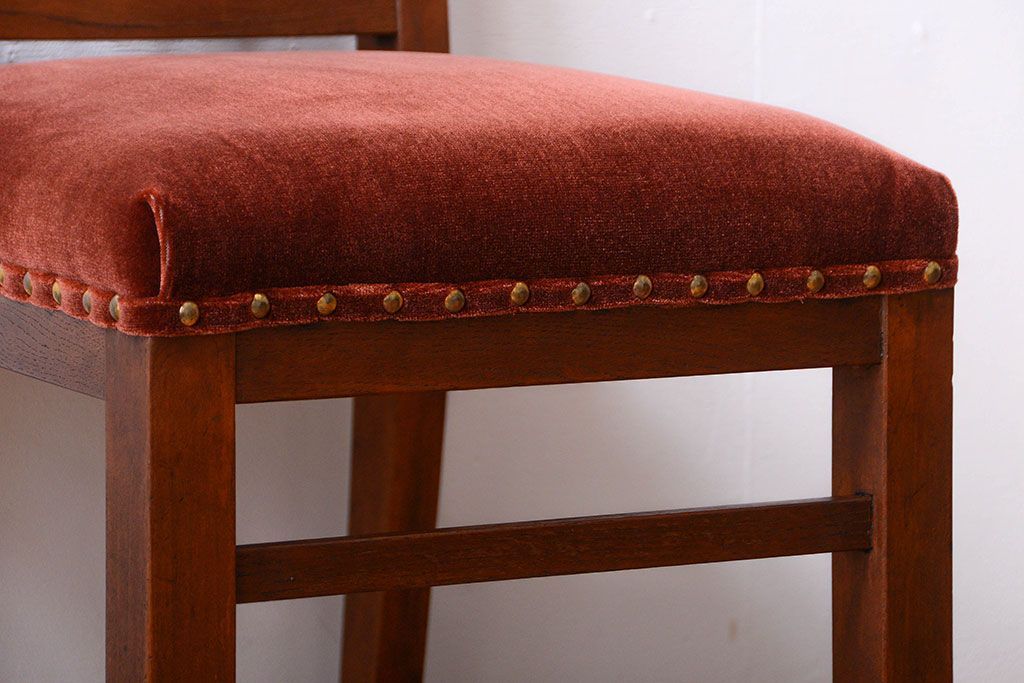 レトロ家具　和製アンティーク　レトロな古いナラ材の小ぶりなチェア(2)