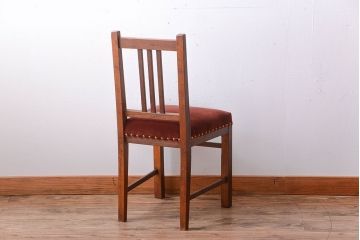 レトロ家具　和製アンティーク　レトロな古いナラ材の小ぶりなチェア(2)