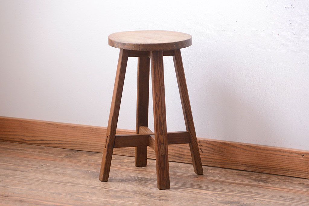 アンティーク家具　和製アンティーク　古い木のシンプルなスツール