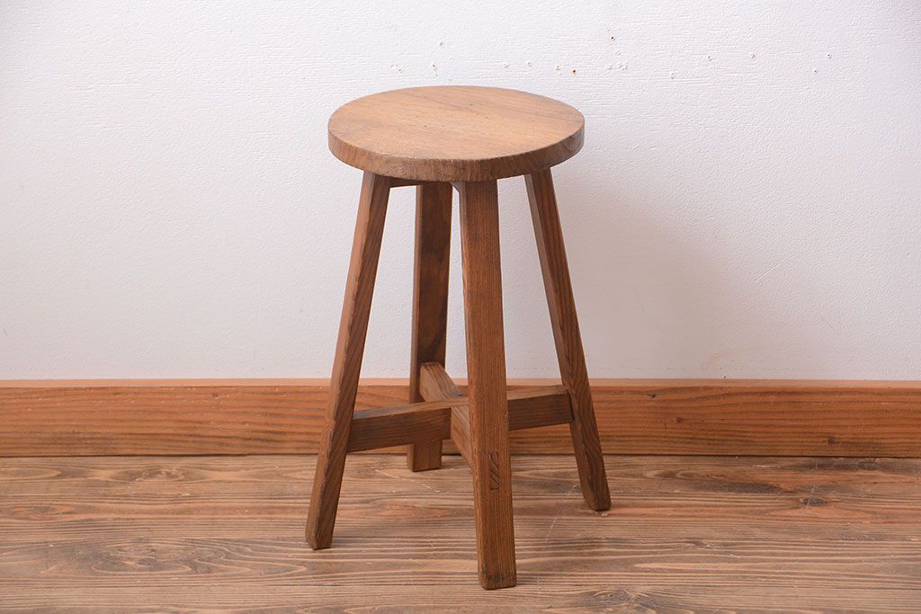 アンティーク家具　和製アンティーク　古い木のシンプルなスツール